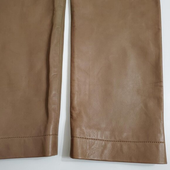 Sezane Franklin Trousers Size 34 US 2 Grey/Beige Lamb Leather Lined Pockets - Picture 12 of 16